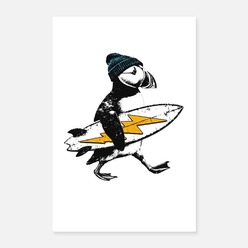 Petit macareux surfeur Poster 40 x 60 cm