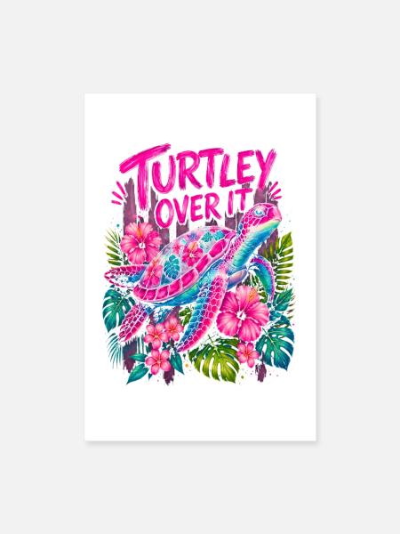 Tortue Sur Ça Mignonne Fleur de Tortue - Poster 40 x 60 cm - blanc - Devant