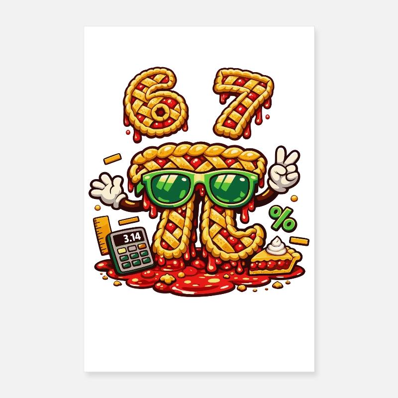 Pi Day 67 Birthday Math Cake Design Poster 16" x 24" (40x60 cm)