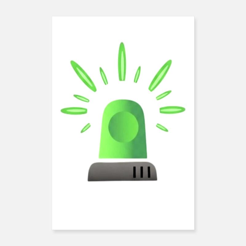 Grüne Sirene Warnleuchte - Einsatzfahrzeug Notfall Poster 40x60 cm