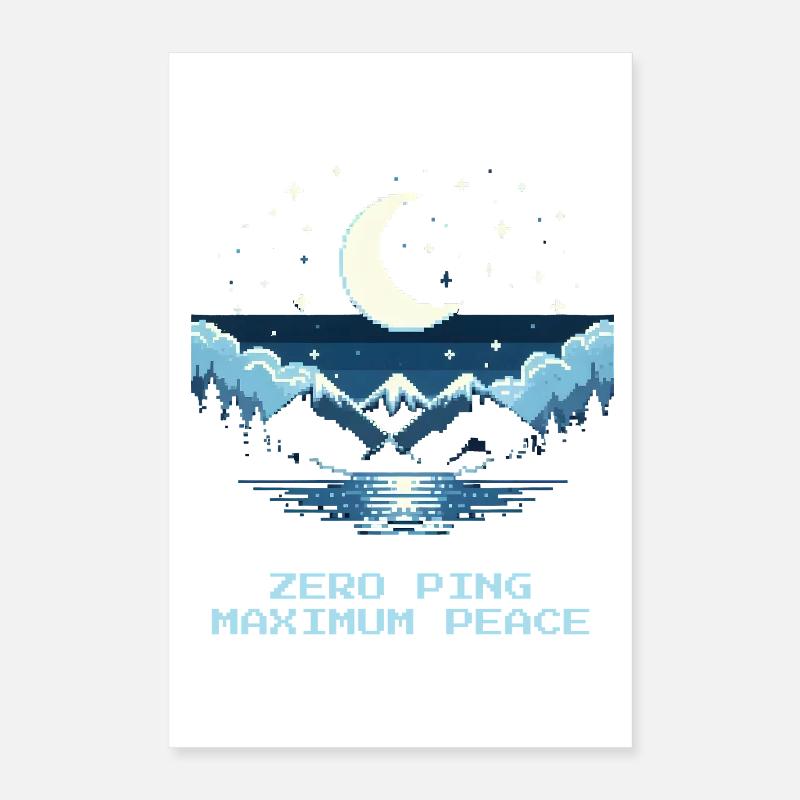 Null Ping, maximaler Frieden | Pixel Gaming Poster 40x60 cm