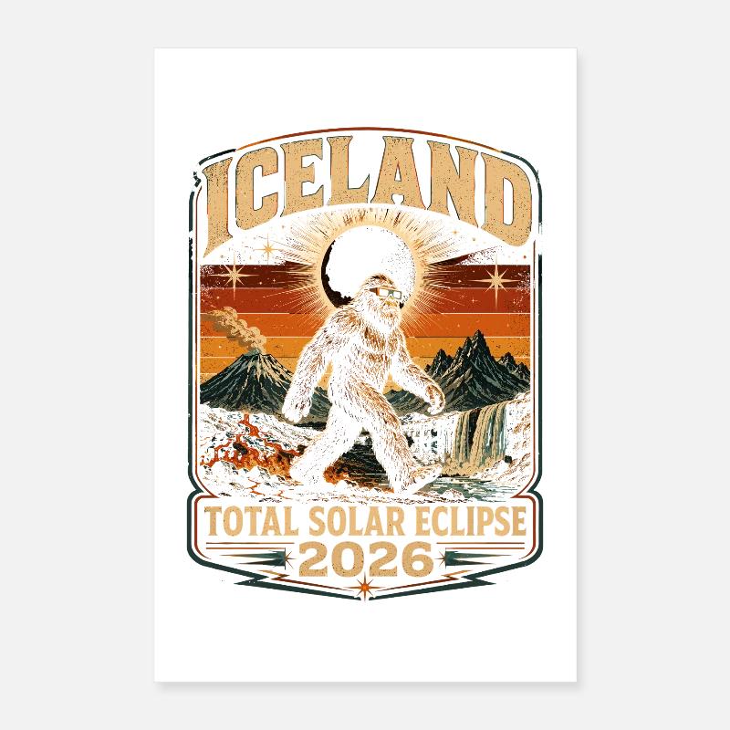 Éclipse solaire totale de Island Patch 2026 Poster 40 x 60 cm