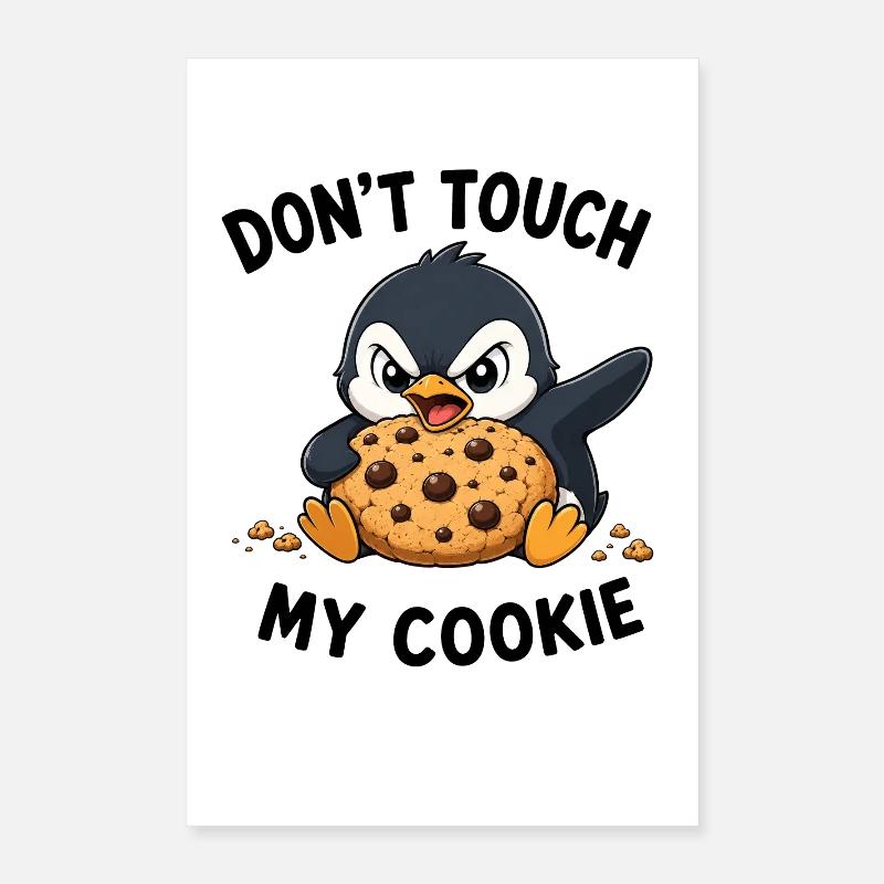 Mignon Penguin Defender Cookie Snacking Dicton Poster 40 x 60 cm