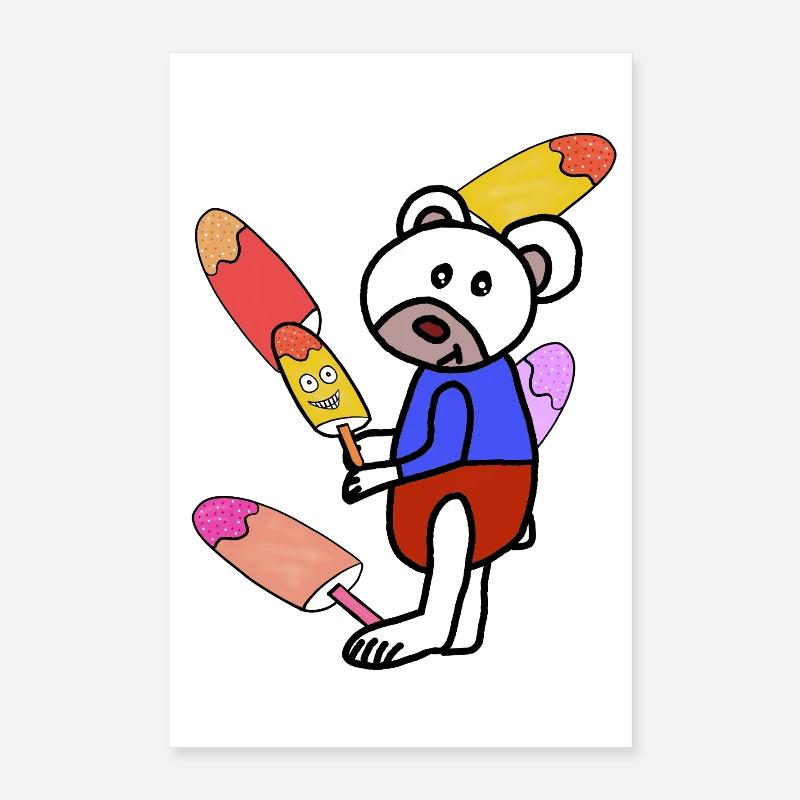 Eisbär Eisbären Eiskrem Eis Kinder Bär  Poster 40x60 cm