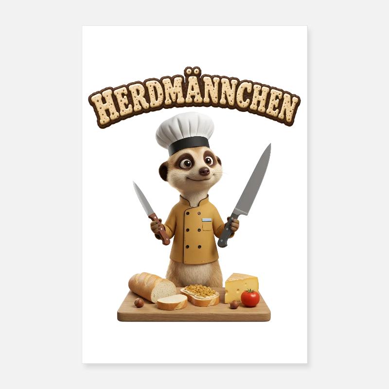 Ein lustiges Erdmännchen als Koch Herdmännchen Poster 40x60 cm