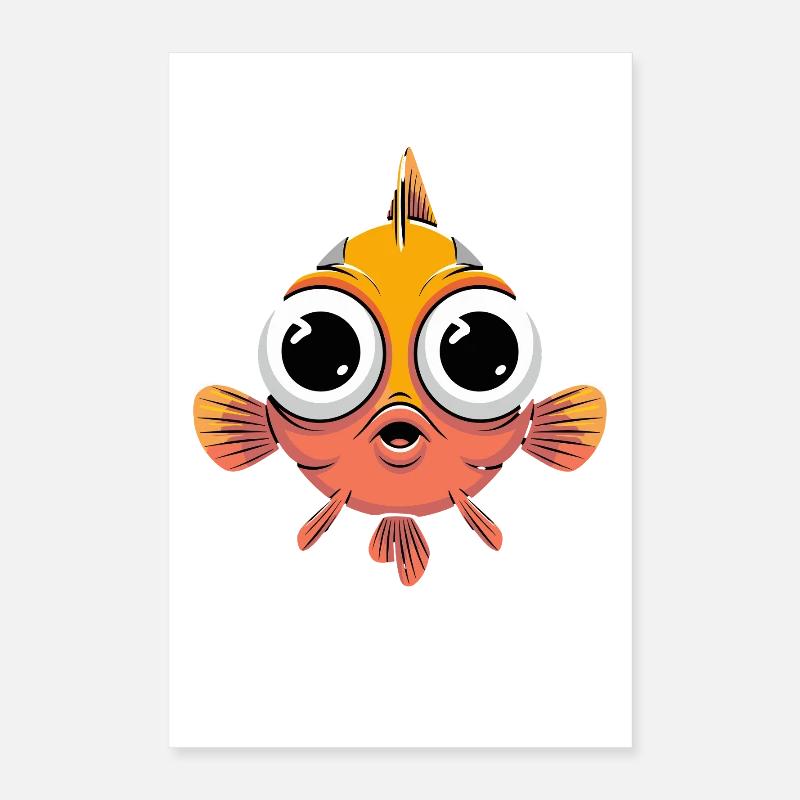 Poisson comique mignon avec de grands yeux pour Poster 40 x 60 cm