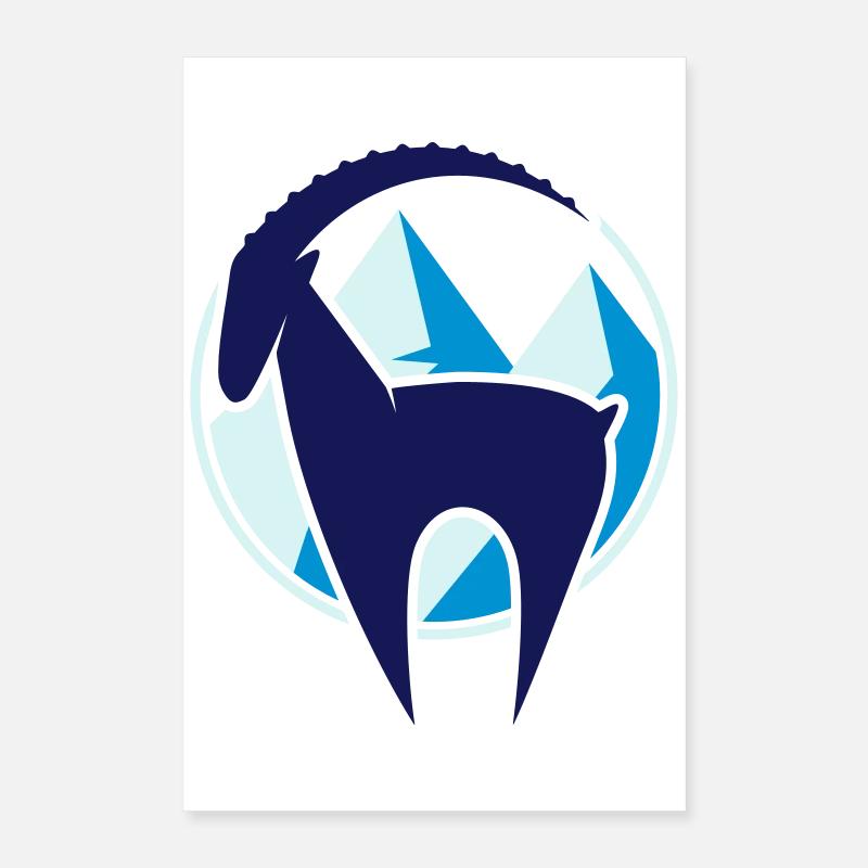 Capricorn and Mountains Button Poster 16" x 24" (40x60 cm)