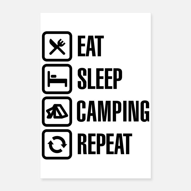 Eat Sleep Camping Repeat Poster 40x60 cm