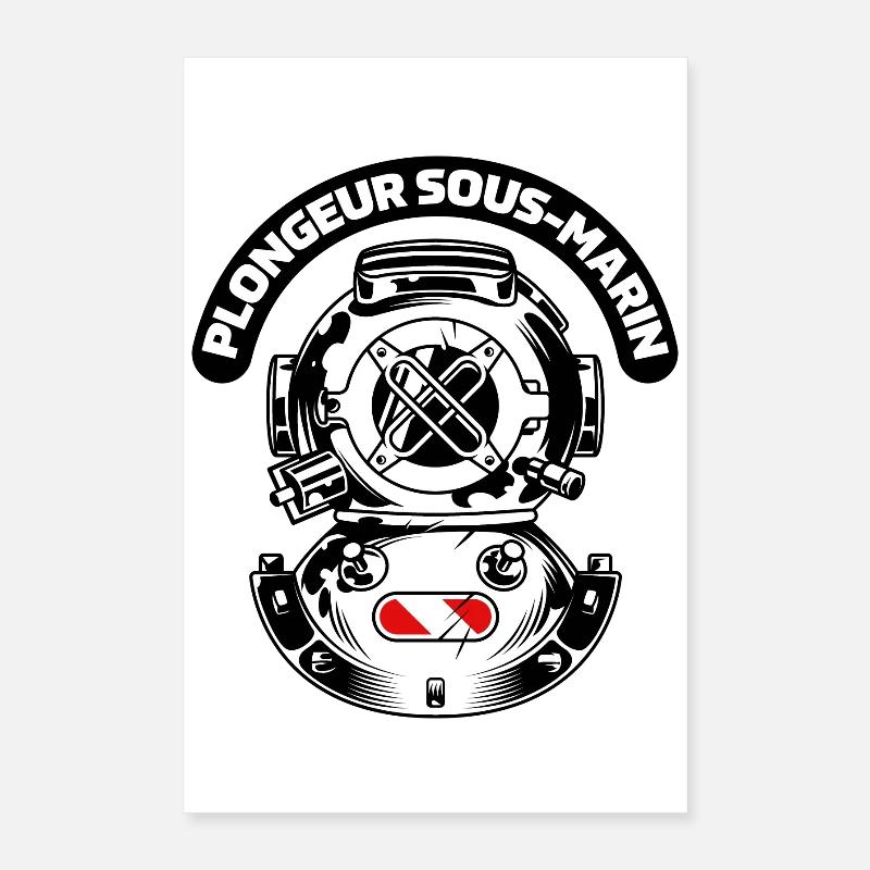 Plongeur Sous Marin scaphandre Poster 40 x 60 cm