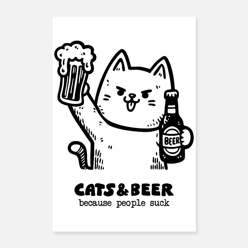 Katzen und Bier 1 Poster 40x60 cm