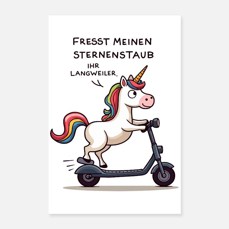 Trottinette Licorne Poster 40 x 60 cm