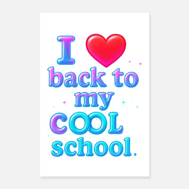 Neon rétro design de la rentrée scolaire Poster 40 x 60 cm