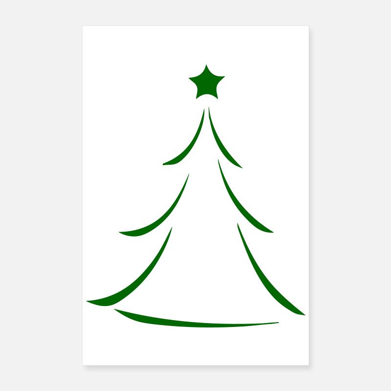 Silhouette minimale de sapin de Noël vert Poster 40 x 60 cm