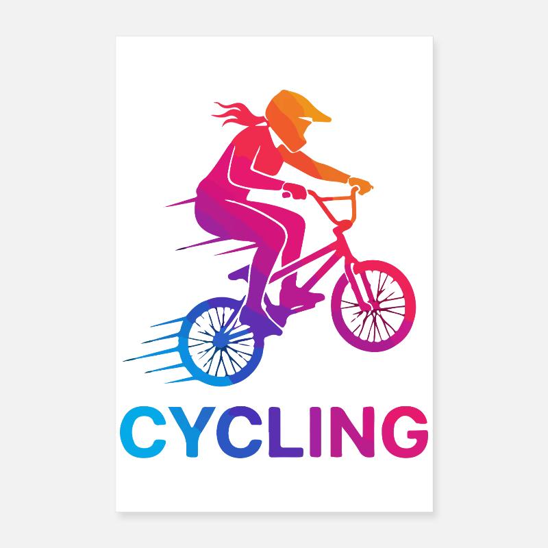 Silhouette du cycliste en pente Poster 40 x 60 cm