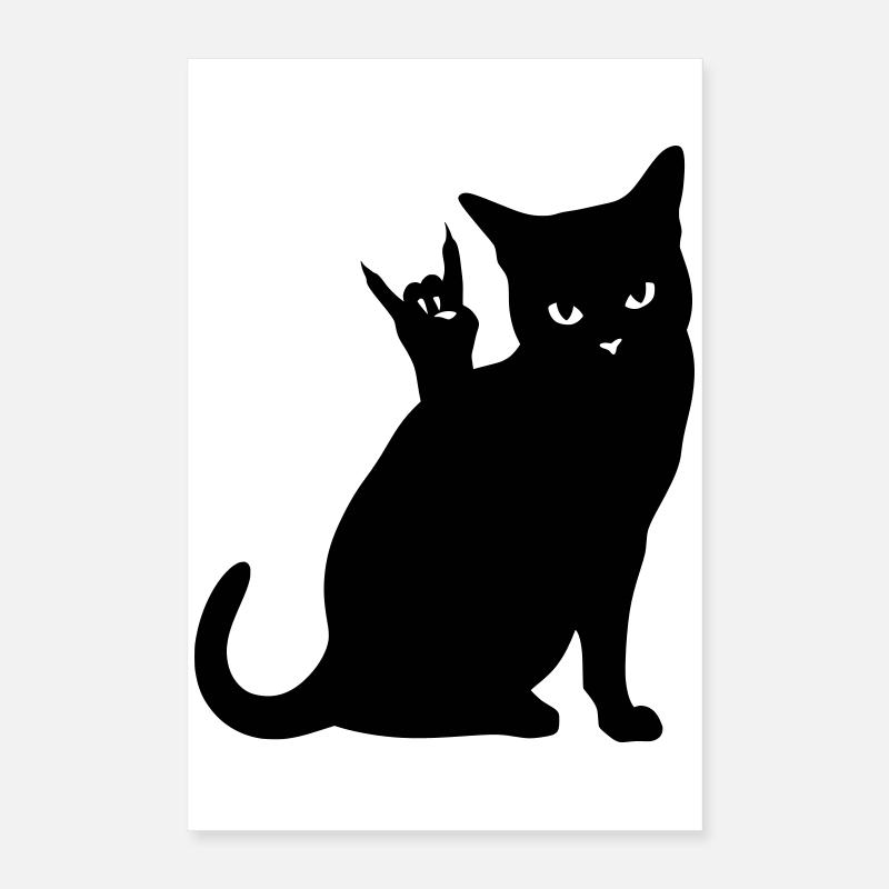 Schwarze Katze – Devil Horns Silhouette Poster 40x60 cm