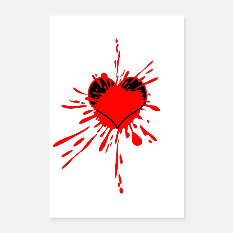 Art éclaboussé de cœur rouge Poster 40 x 60 cm