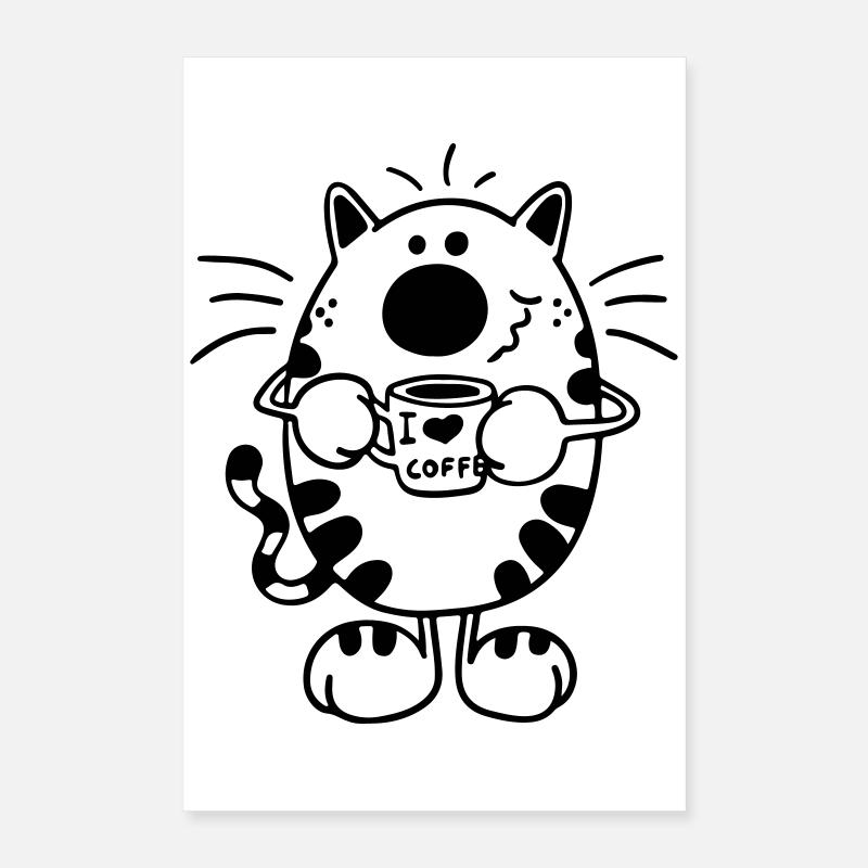 Cat with Coffee Poster 16" x 24" (40x60 cm)