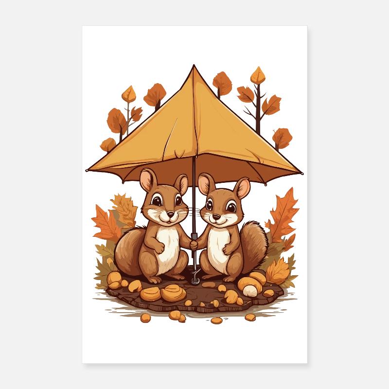 Écureuils mignons Poster 40 x 60 cm