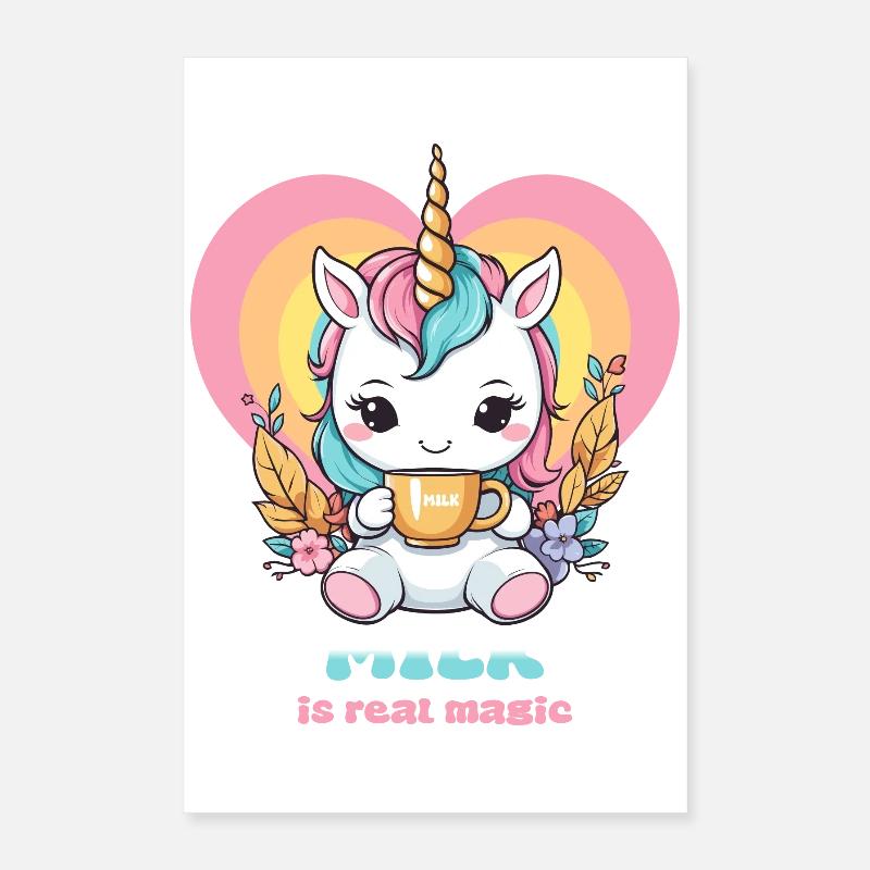 Süßes Milch Einhorn Poster 40x60 cm