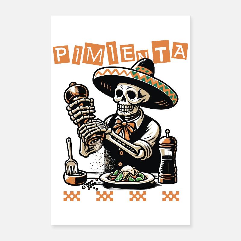 Crâne de piment mariachi Poster 40 x 60 cm