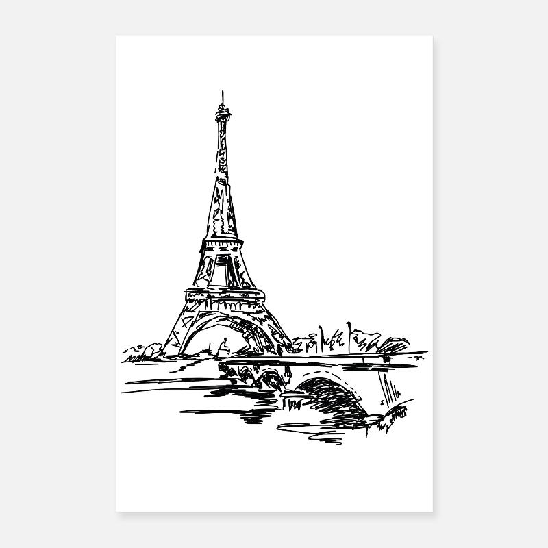 Skyline parisienne : Tour Eiffel louche Poster 40 x 60 cm