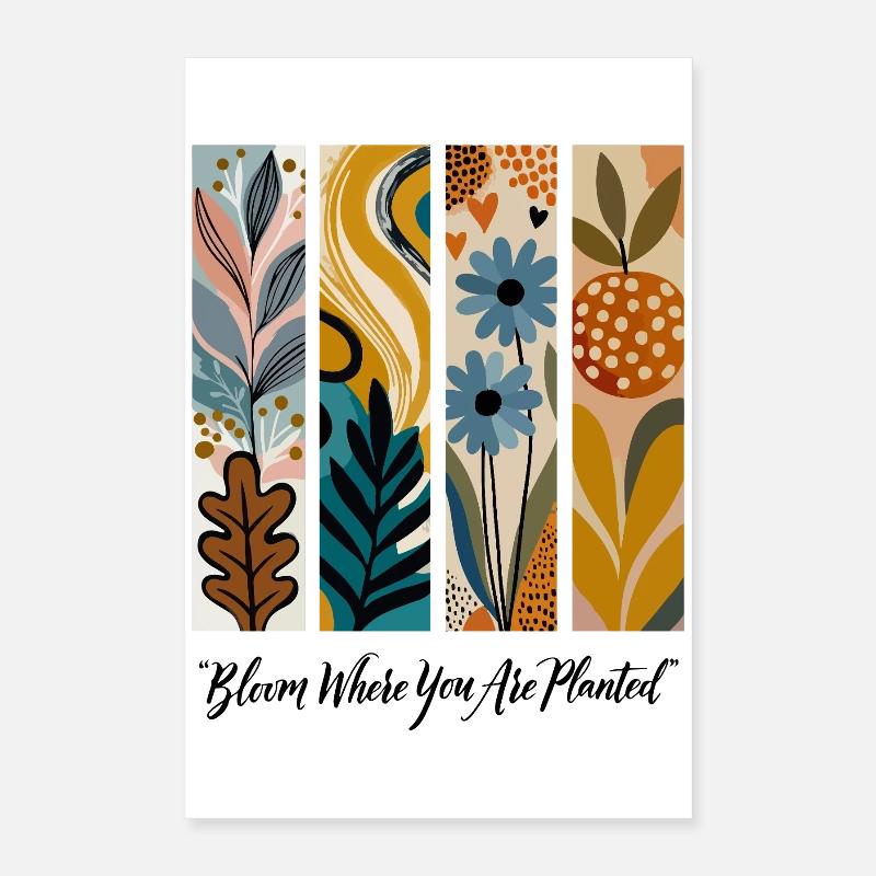 Blühende Botanische Panel-Collage Poster 40x60 cm