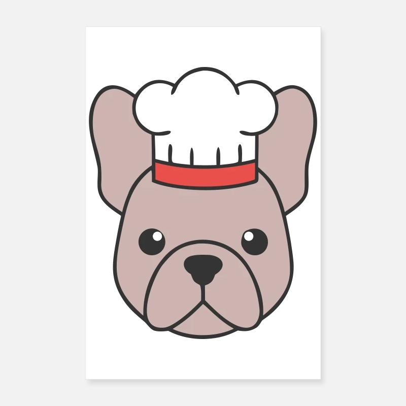 Frenchie Chef Hat Head Logo Poster 16" x 24" (40x60 cm)