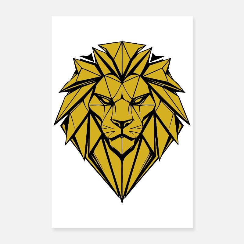 Geometric Gold Lion Poster 16" x 24" (40x60 cm)