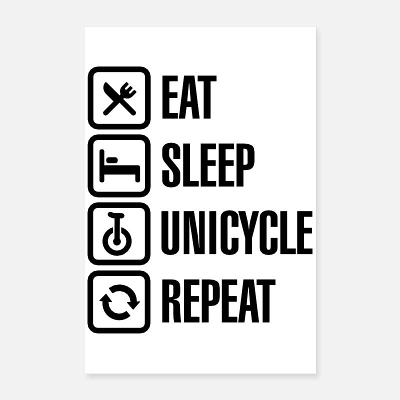 Manger sommeil monocycle répéter monocycle clown de cirque Poster 40 x 60 cm