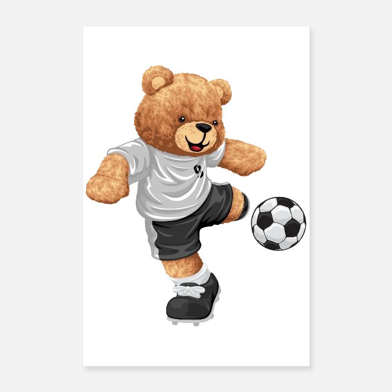 Teddy Kicker im Fußballlook Poster 40x60 cm