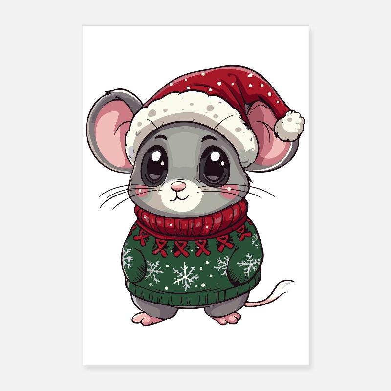 Mouse Christmas Xmas Poster 16" x 24" (40x60 cm)