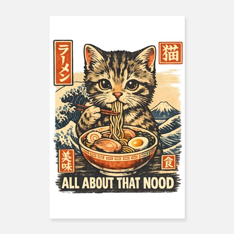 cat ramen Poster 16" x 24" (40x60 cm)