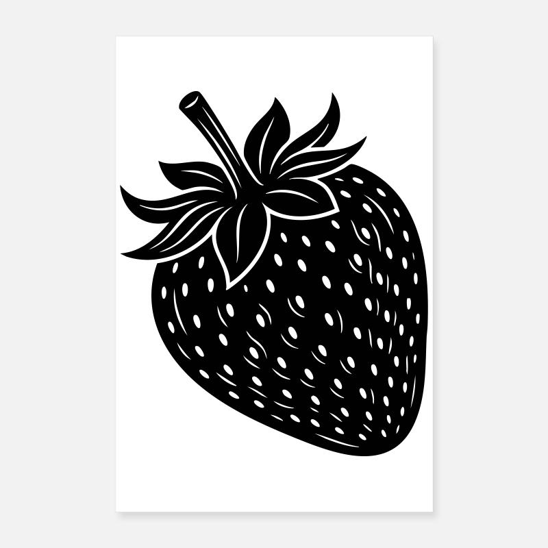 Strawberry Fruit Silhouette Poster 40x60 cm