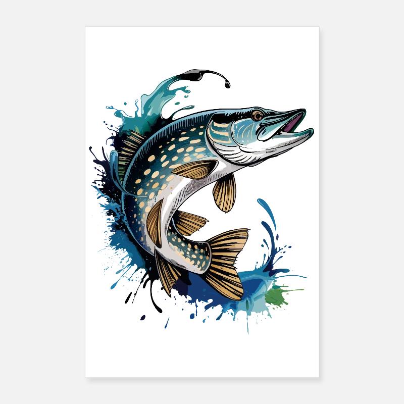 Springender Hecht Poster 40x60 cm