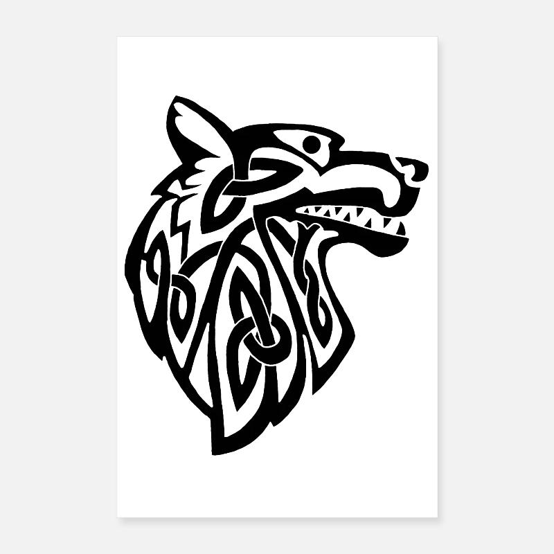Wolf schwarz Wikinger Poster 40x60 cm