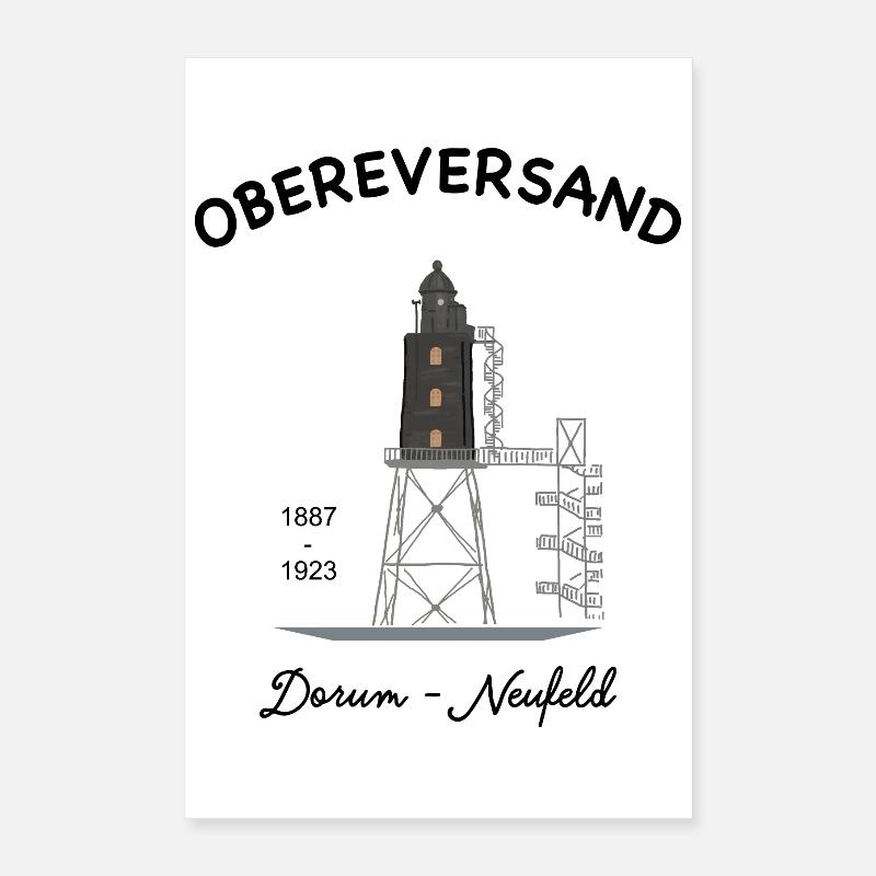 Phare d'Obereversand, Dorum-Neufeld, Mer du Nord Poster 40 x 60 cm