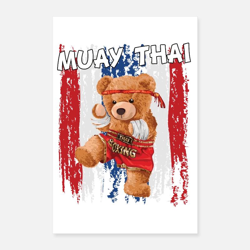 Teddybär Muay Thai Kämpfer Poster 40x60 cm