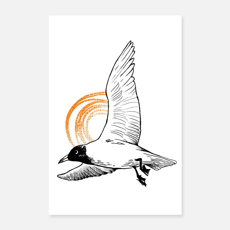 Tshirt Seagull - Love for Sea Poster 16" x 24" (40x60 cm)