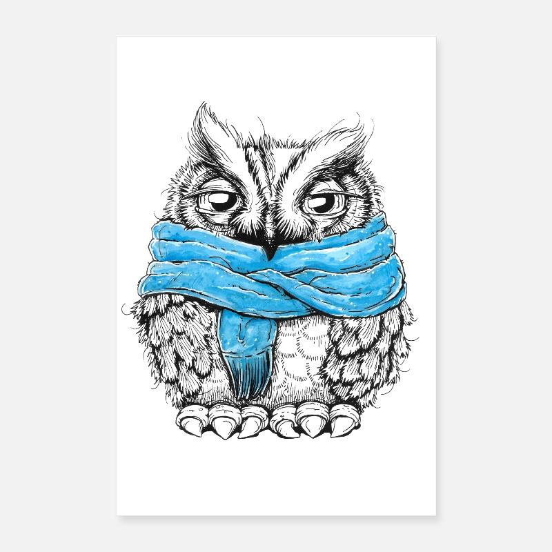 Eule mit Schal Poster 40x60 cm