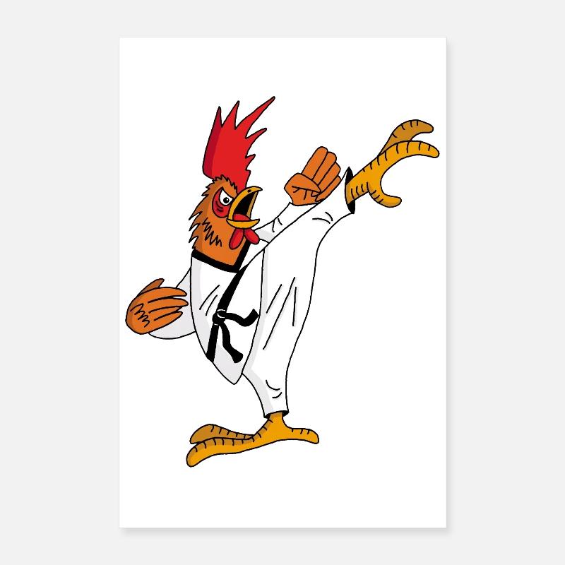 Coq et karaté Poster 40 x 60 cm