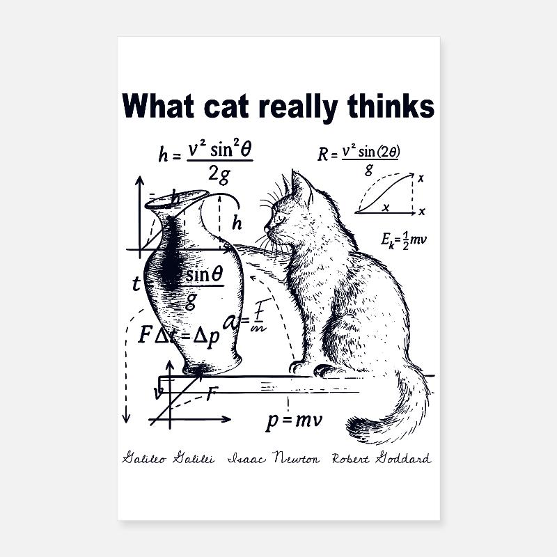 What Cats Really Thinks Funny Cat Physics Humor Poster 16" x 24" (40x60 cm)