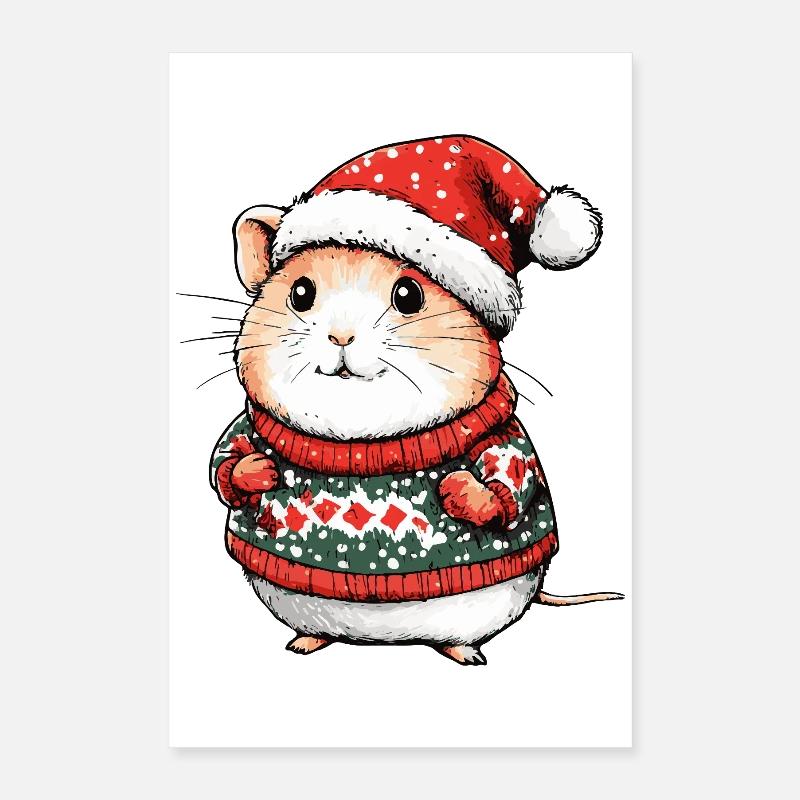 Noël de Noël pour hamster Poster 40 x 60 cm
