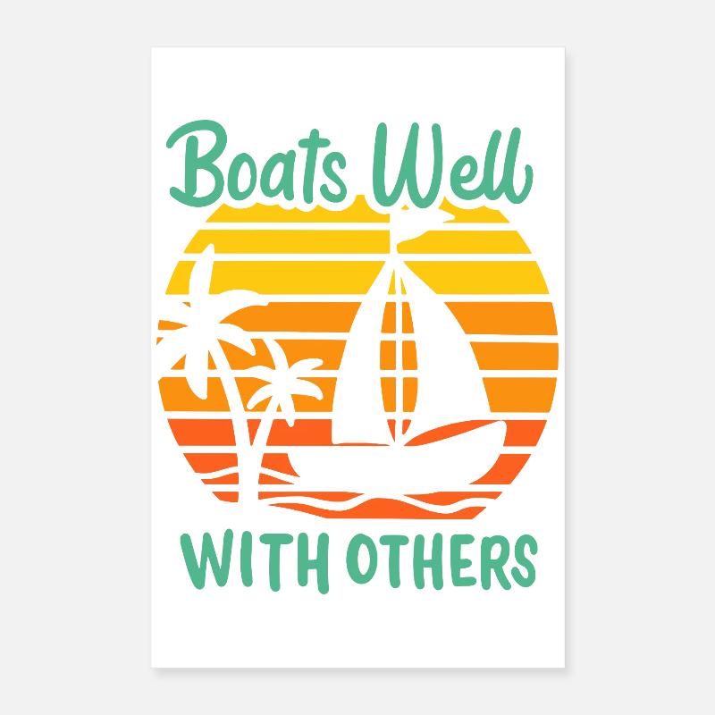 Bateaux bien avec d’autres Retro Voile Coucher de Soleil Poster 40 x 60 cm