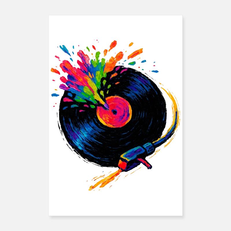 Platine Vinyle colorée pop Poster 40 x 60 cm