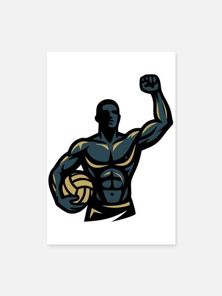 Équipe d’athlètes musculaires des joueurs de beach-volley-ball - Poster 40 x 60 cm - blanc - Devant