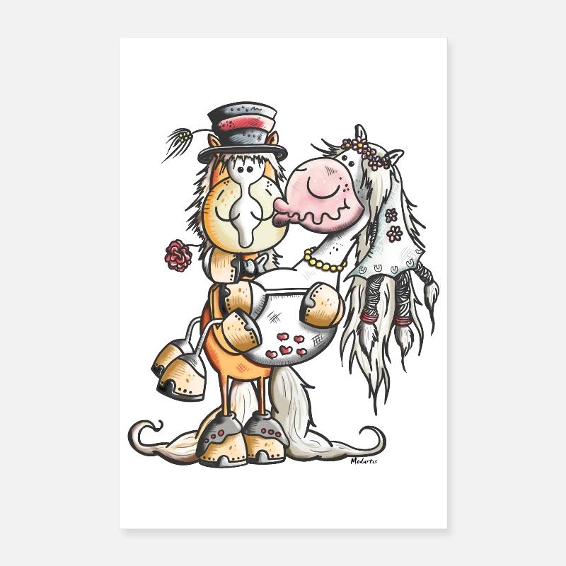 Pferde Hochzeit Poster 40x60 cm