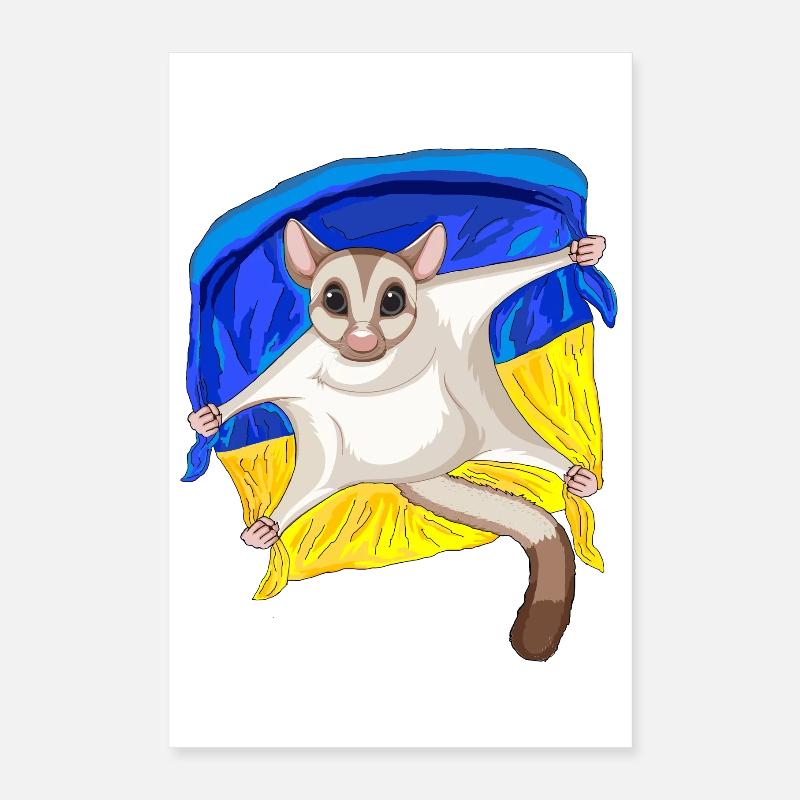 Mignon planeur à sucre avec drapeau ukrainien Poster 40 x 60 cm