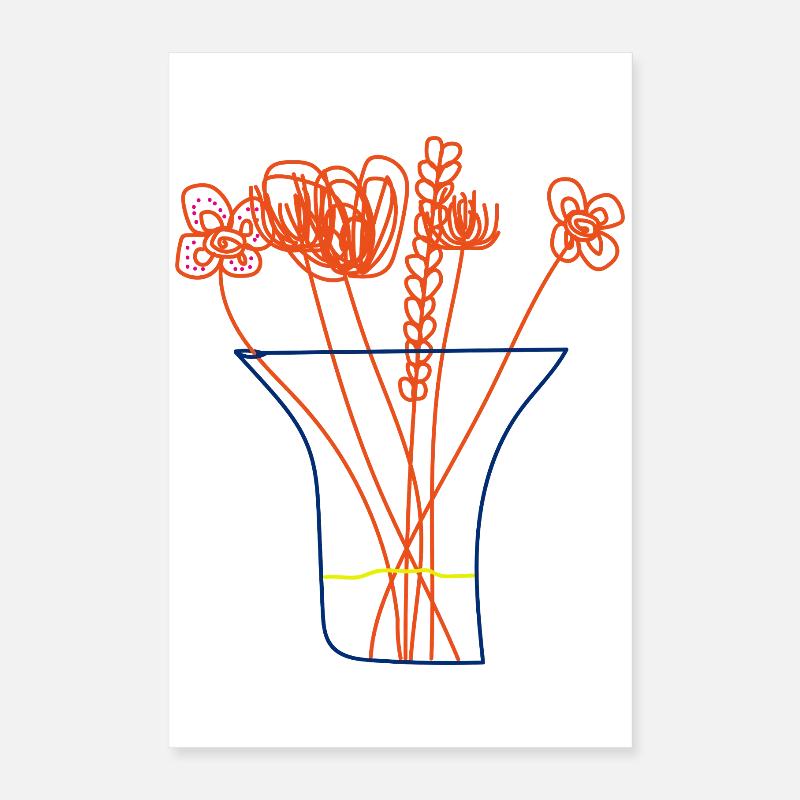 Bouquet Minimaliste – Fleurs dans un Vase Poster 40 x 60 cm