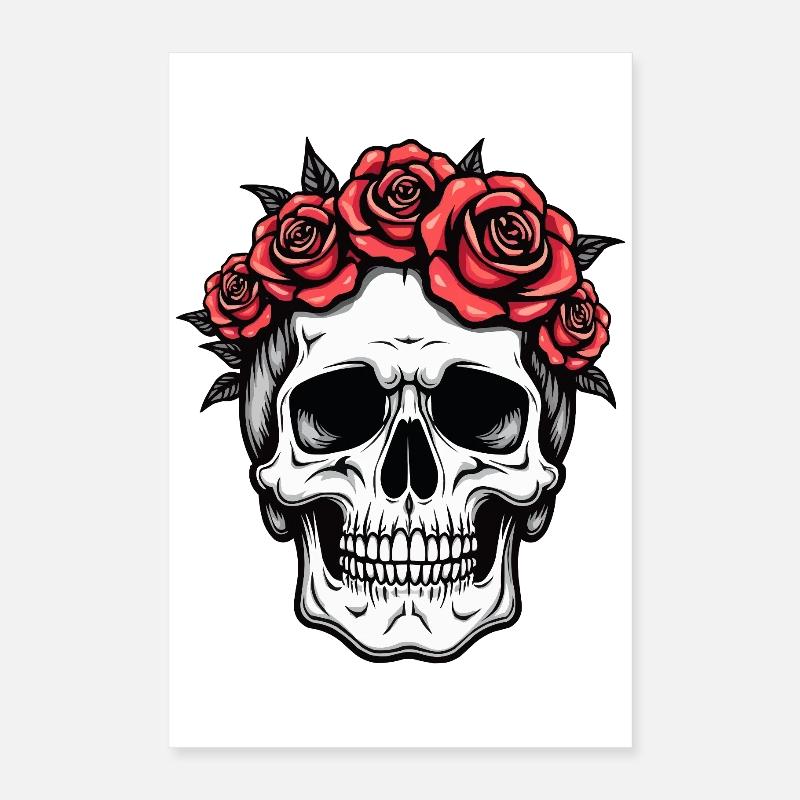 Crâne Couronne Rose Poster 40 x 60 cm