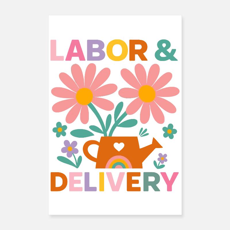 Blumen Wehen und Geburt Feier T-Shirt Poster 40x60 cm